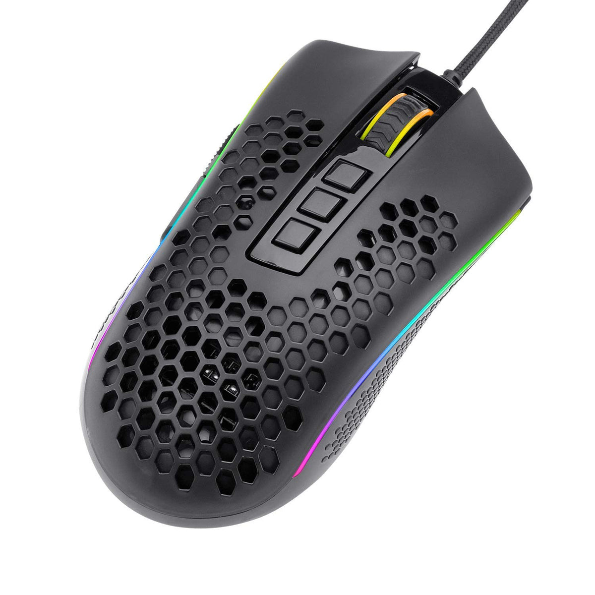 Redragon M988 Mouse Gamer Óptico Cable USB, Retroiluminación RGB, 8 Botones programables, 32,000 dpi, Storm Elite Mouse para PC