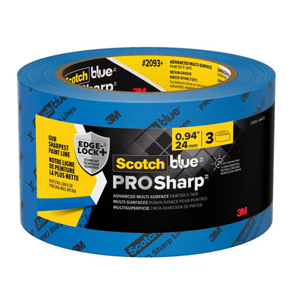 3M ScotchBlue PROSharp Cinta de Pintor Azul, 1 Pulgada x 60 Yardas - 3 rollos
