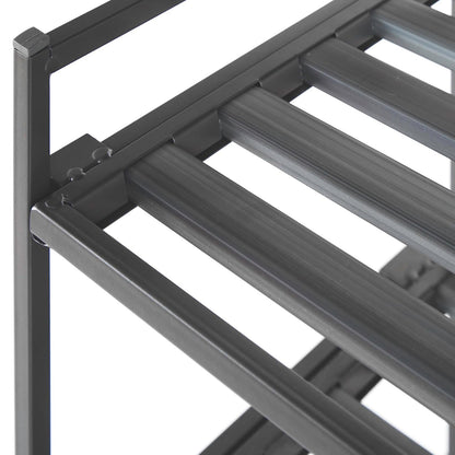 Seville Classics Sturdy Freestanding Storage Shelf for Bedroom, Closet, Entryway, Dorm Room Organizer, Stackable Durable Metal Shoe Rack, Ash Gray Slat, 3-Tier