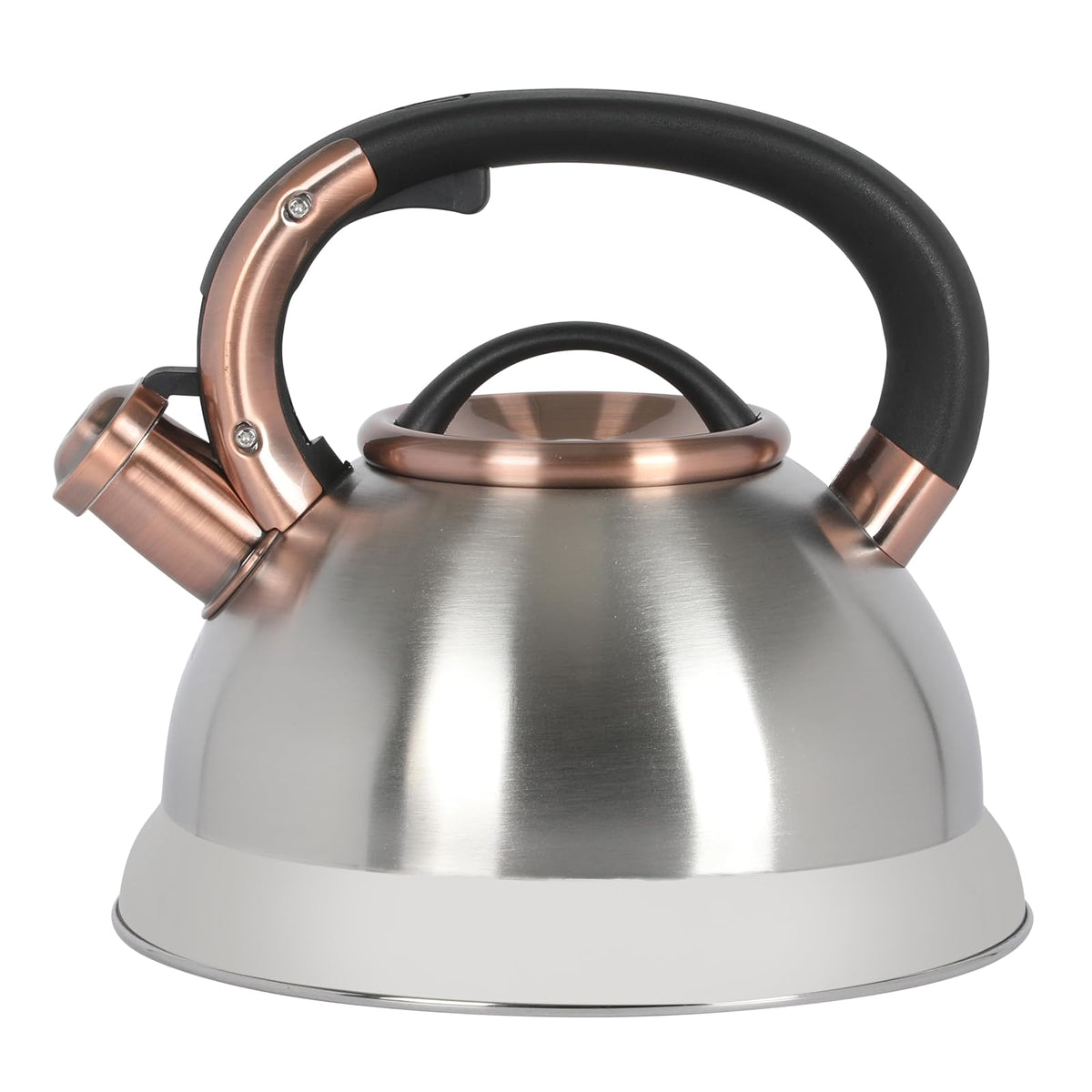 Mr. Coffee Flintshire Tetera Silbante de Acero Inoxidable, 1.75 Cuartos - Acero inoxidable cepillado con cobre