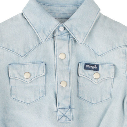 Wrangler Western Long Sleeve Denim Bodysuit camisa bebé-niño