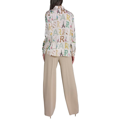 Karl Lagerfeld - Blusa de Manga Larga con Cuello Abotonado para Mujer