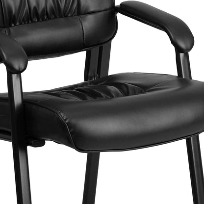 Flash Furniture Haeger LeatherSoft - Silla de recepción ejecutiva con reposabrazos Acolchados, Silla Lateral tapizada para Sala de Estar u Oficina, Color Negro