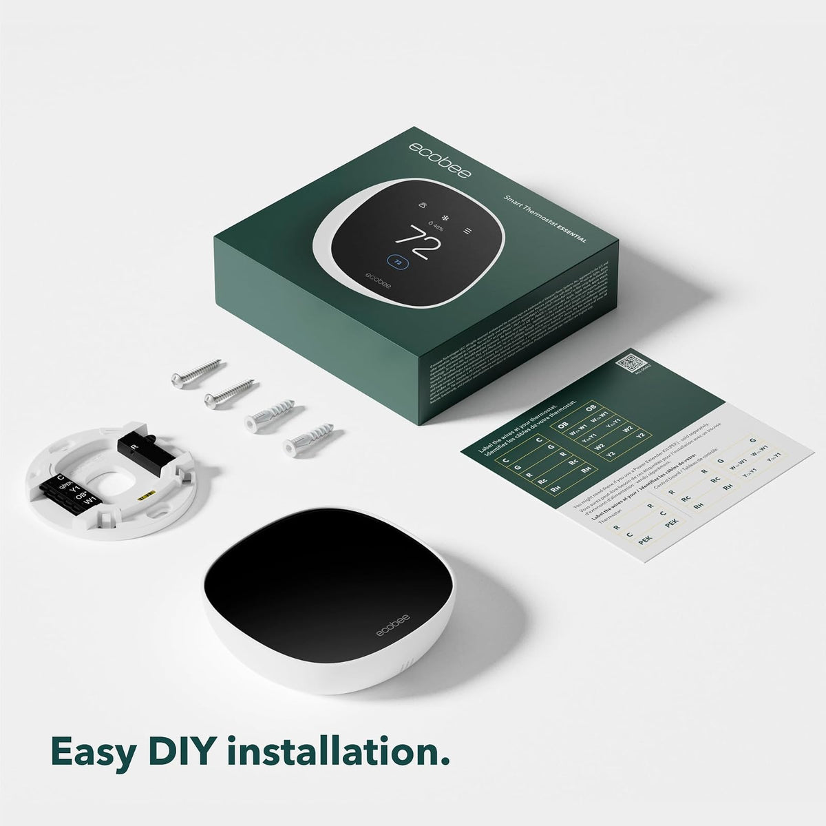 Ecobee Smart Thermostat Essential - Termostato Wi-Fi programable Certificado Energy Star - Funciona con Siri, Alexa y Google Assistant