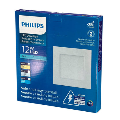Philips LED Empotrado DL252 Cuadrado 6" - luz cálida de 12 watts