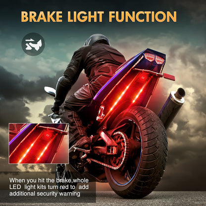 Nilight TL-55 Juego de 8 Tiras de Luces LED RGB para Motocicleta Multicolor Neón Impermeable con Control RF para Harley Suzuki