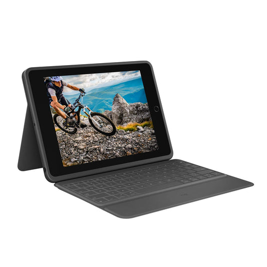 Logitech Rugged Folio para iPad (7.ª, 8.ª y 9.ª generación) Funda con Teclado Protectora con Smart Connector y Teclado a Prueba de Salpicadura - Negro