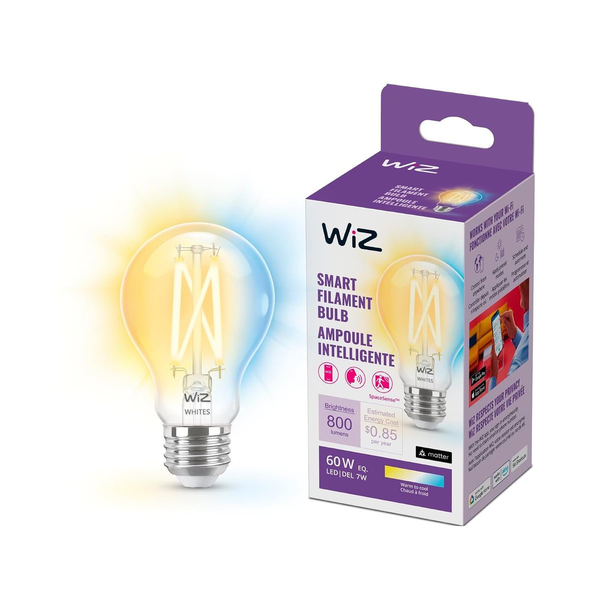 WiZ Foco Inteligente Vintage A19 luz cálida a fría controlable por Wi-Fi