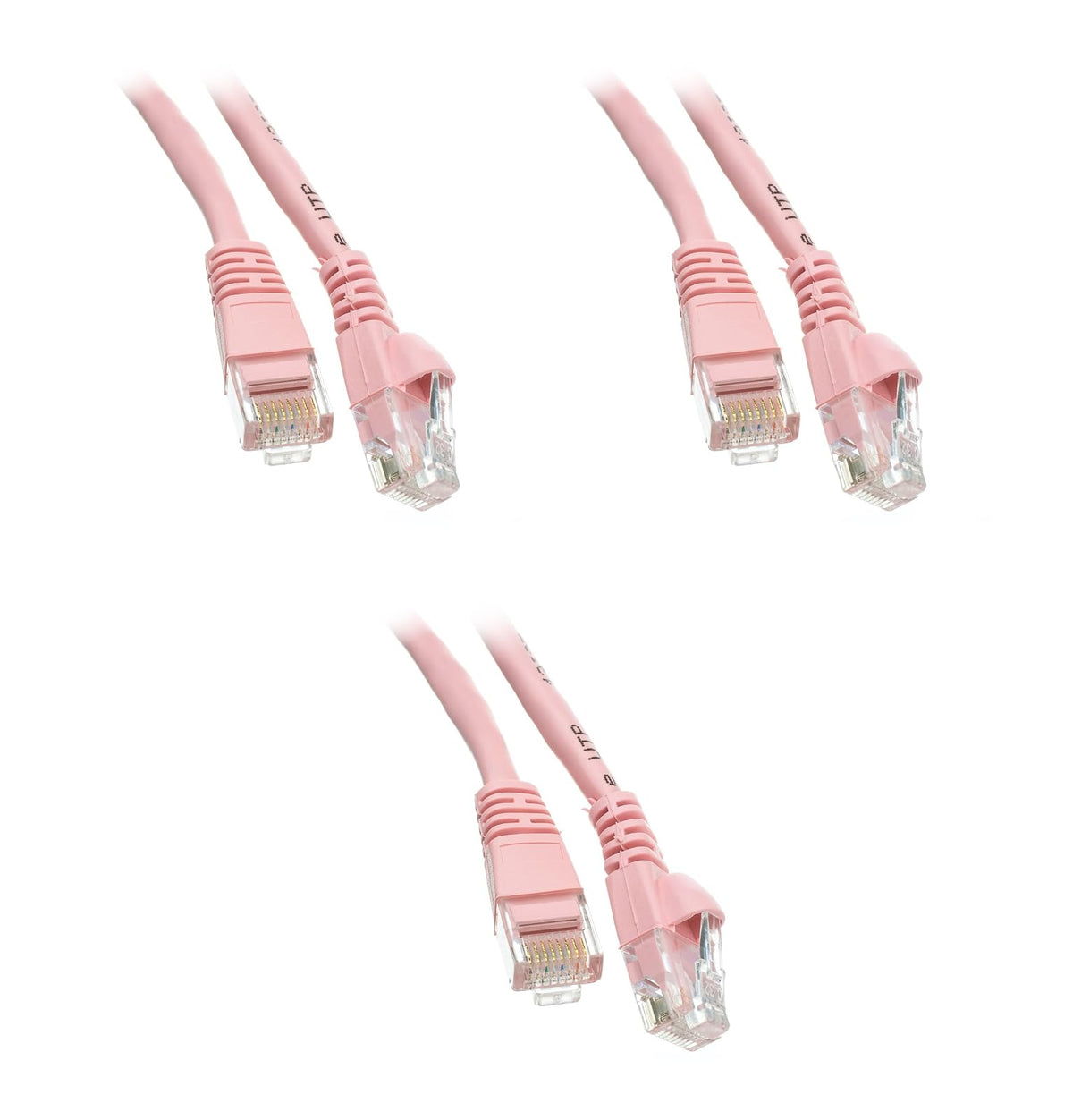 C&E 75 Foot Cat5e Snagless/Molded Boot Pink Ethernet Patch Cable, 3-Pack (CNE52431)