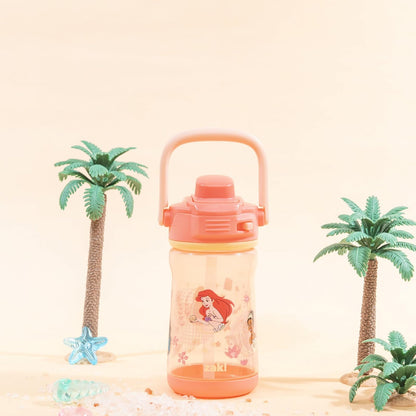 Zak Designs - Botella de agua para niños, con diseño de princesa de Disney, de plástico de 12 onzas, duradera y a prueba de fugas con boquilla de bloqueo de líquido, asa de transporte, base protectora