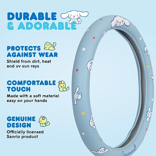 Carbella Sanrio Cinnamoroll Funda para Volante de Auto Ajuste Universal 14.5-15.5 in, Azul