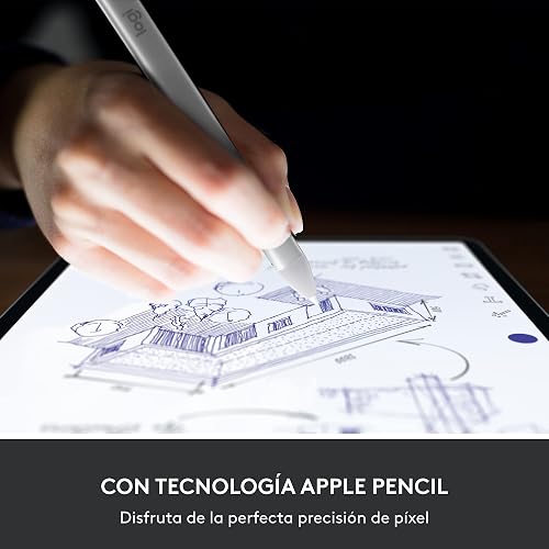 Logitech Crayon Lápiz Digital para iPad (Compatibilidad Solo con Puerto USB C) con tecnología Apple Pencil, precisión de Pixel y Punta Inteligente Dynamic con Carga rápida USB C - Gris