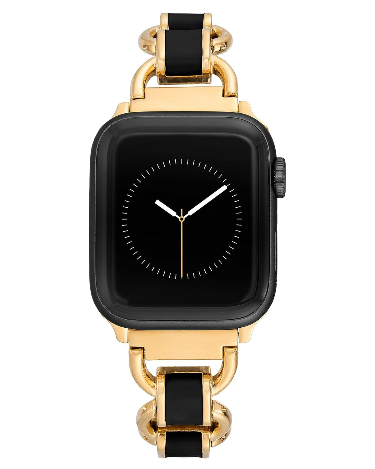 Anne Klein Pulsera de Cadena para Apple Watch, Ajustable - 42mm (Series 10) & 38 - 40 - 41mm - Negro y Dorado