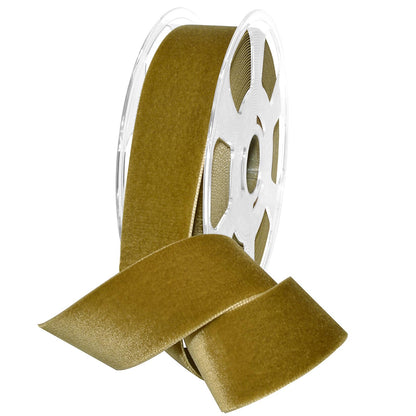 Morex Ribbon 01240/10-533 Nylvalour Velvet Ribbon, Antique Gold, 1 1/2" x 11 yd