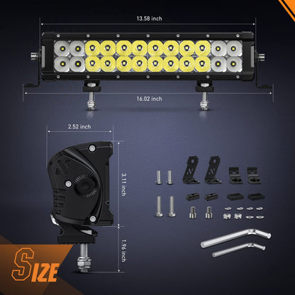 Nilight - Barra de luz LED de 13.5 pulgadas, 120 W, haz combinado de punto de inundación, 14400 lm, Osram P8/5 W, iluminación todoterreno, luz LED IP68, para camioneta, SUV, ATV, UTV, barco, 4 x 4, Jeep, 5 años de garantía