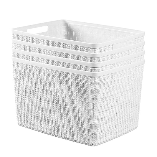 Curver Conjunto de 4 Cestas de Almacenamiento Grande Decorativas Blancas