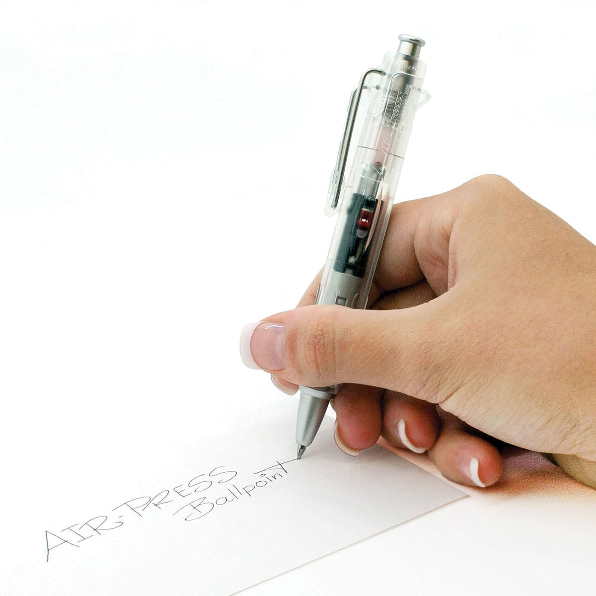 Tombow AirPress bolígrafo, punta fina tinta negra, recargable, Recargable, Transparente