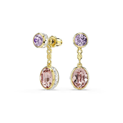arete Swarovski Chroma con diseño de gota, multicolores, bañados en oro