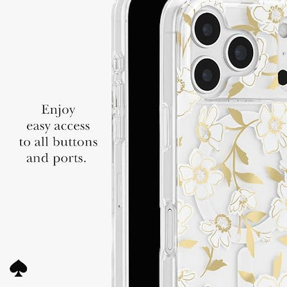 Kate Spade New York Funda iPhone 17 Pro | Diseño Floral Gemas Sunshine, 6.3 pulgadas, compatible MagSafe, protección caídas 12 pies