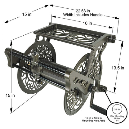 Liberty Garden 707 Decorative Wall Mount Garden Guide Hose Reel, Bronze