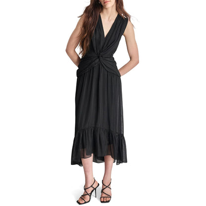 DKNY - Vestido de Manga Corta abombada hasta la Rodilla con Cierre Trasera expuesta