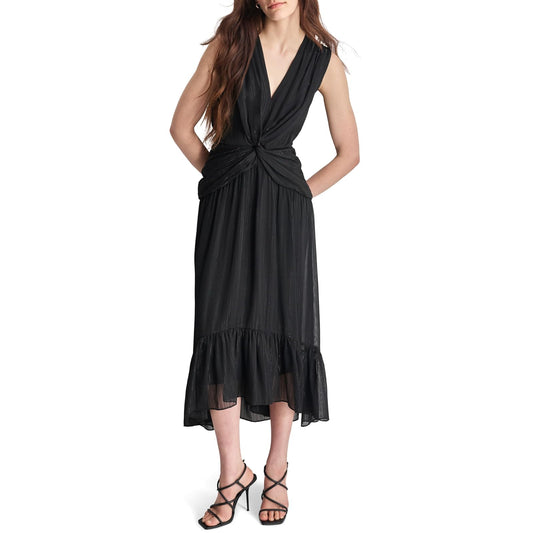 DKNY - Vestido de Manga Corta abombada hasta la Rodilla con Cierre Trasera expuesta