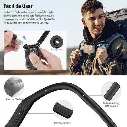 NEEWER Soporte Magnético para Cuello Cámaras Acción & Móvil, GP15 | Compatible con GoPro DJI Insta360 iPhone Samsung; Liberación Rápida; Adaptador Flexible Cámaras Acción POV & Soporte Móvil