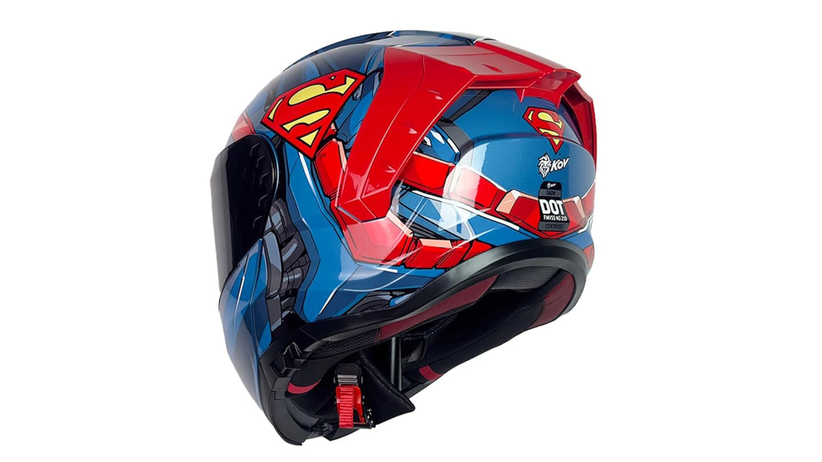 KOV Casco Snow Superman 2.0 Azul ABATIBLE para Moto Certificado Dot