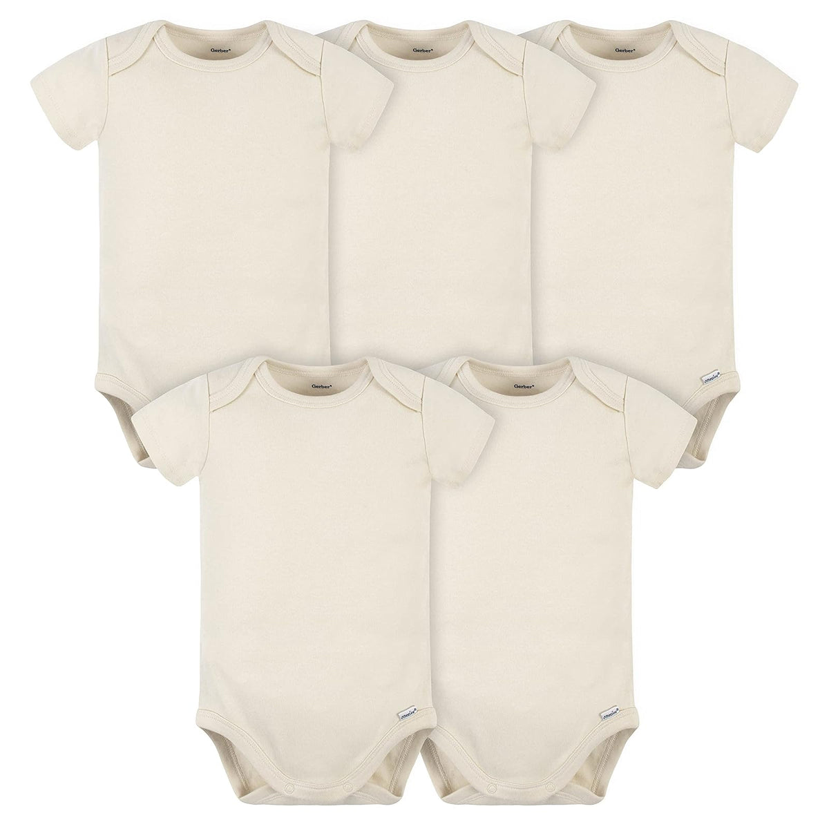 Gerber Mamelucos para Bebé Unisex, Paquete de 5, Algodón 180 g/m² - 0-3 Meses - Natural