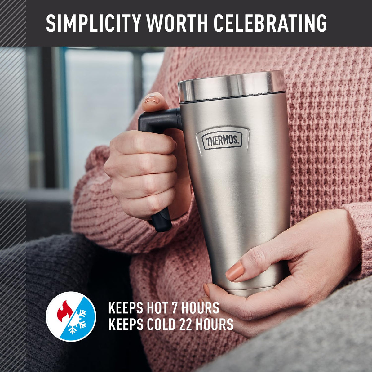 THERMOS ICON SERIES, taza de acero inoxidable, glaciar, 16 onzas