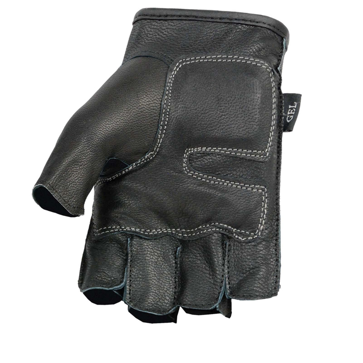 Milwaukee Leather SH198 - Guantes sin Dedos Bordados con Llama Negra para Hombre con Palma de Gel (Mediano)
