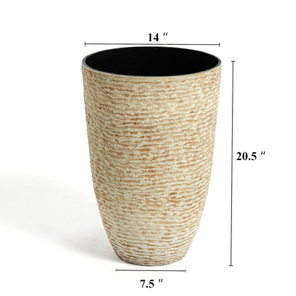 Worth - Juego de macetas Redondas de 9 galones de Alto, 2 a 14 Pulgadas de diámetro x 21 Pulgadas de Alto, macetas Decorativas para Interiores, jardín, Patio, irrompible, Color Beige
