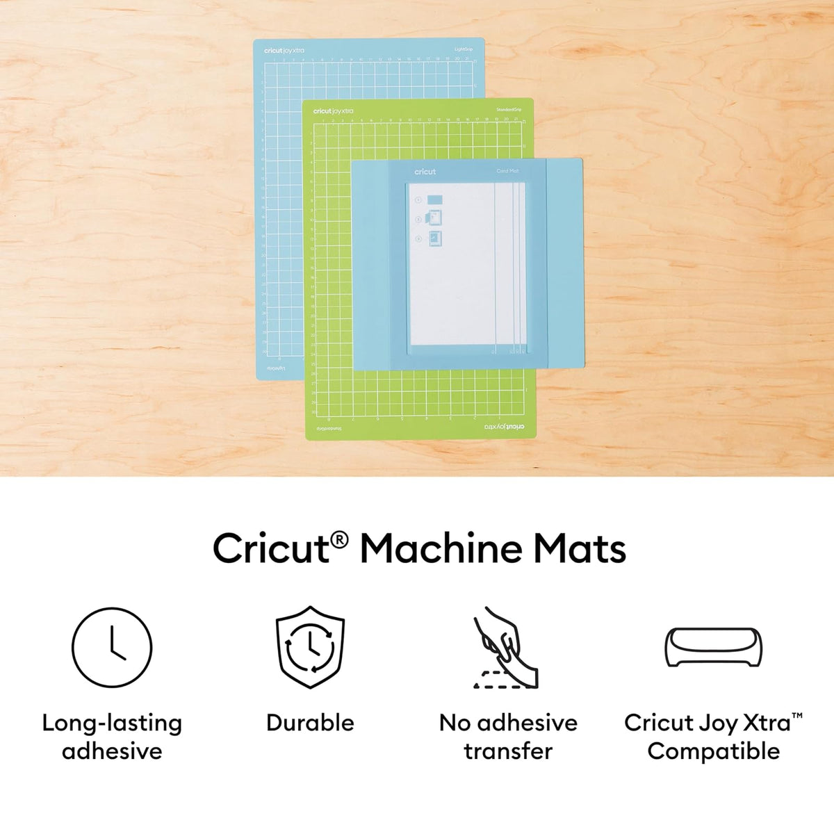 Cricut Mat - Paquete variado (4 unidades, 8.5 x 12 pulgadas) | Para máquina Joy Xtra - Incluye 2 Standard Grip y 2 LightGrip