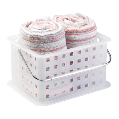 InterDesign Canasta de SPA, Pequeño, Frost (Blanco) | Con asa, portátil, para recámara o baño