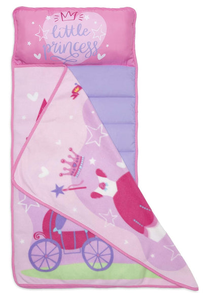 Baby Boom Funhouse Little Princess Kids - Juego de colchoneta para siesta con almohada y manta de forro polar, ideal para niñas que duermen durante la guardería, preescolar o jardín de infancia, se adapta a niños pequeños y niños pequeños, color rosa