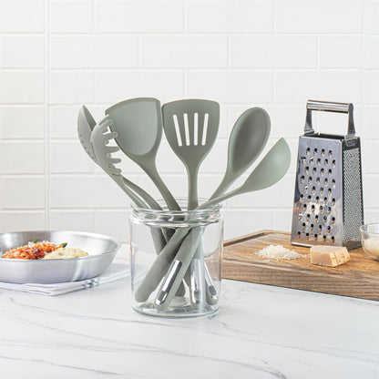 Restaurantware-Met Lux Juego de utensilios de cocina, 1 juego de utensilios de silicona, 6 piezas por juego, alta tolerancia al calor, utensilios de cocina de silicona verde, para utensilios de cocina