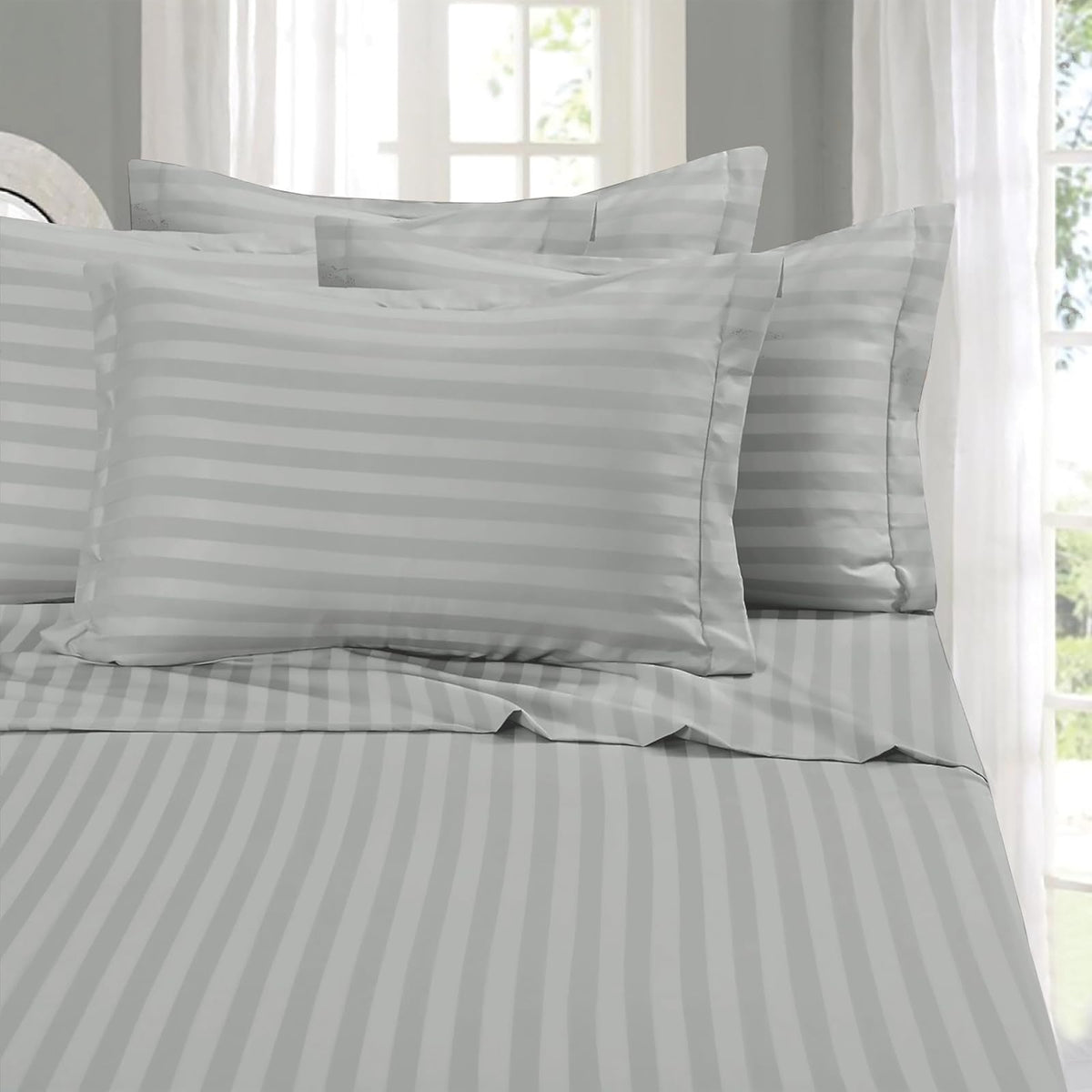 Elegant Comfort Juego de Sábanas 6 Piezas Microfibra Premium - King - Silver