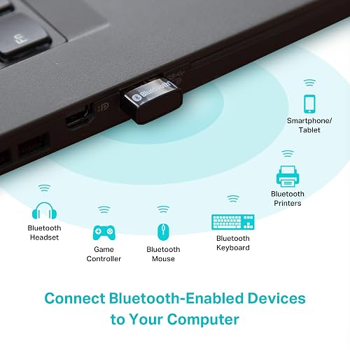 TP-Link Bluetooth 5.0 USB Adaptador, Compatible con Windows 10/8.1/8/Win 7/XP, para PC, portátil, Mouse, Teclado, Auriculares (UB500)