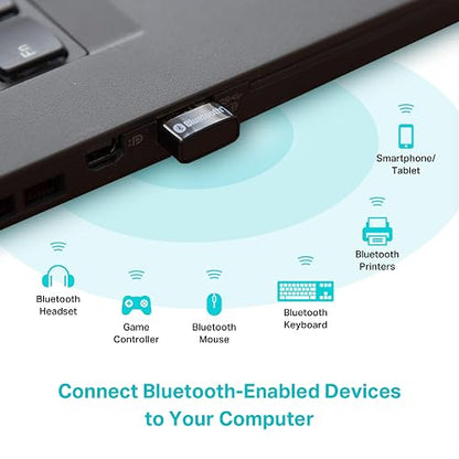 TP-Link Bluetooth 5.0 USB Adaptador, Compatible con Windows 10/8.1/8/Win 7/XP, para PC, portátil, Mouse, Teclado, Auriculares (UB500)