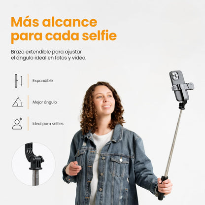 Perfect Choice Bastón con tripie para Selfies Stick Plegable con luz led PC-120414 Selfix