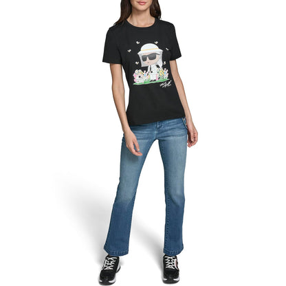 Karl Lagerfeld - Playera de Manga Corta con Cuello Redondo para Mujer