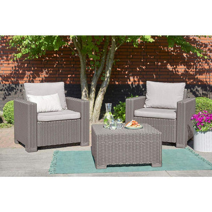 Keter California - Sofá de Patio con Cojines, Mesa para café, Capuccino, Mesa para café