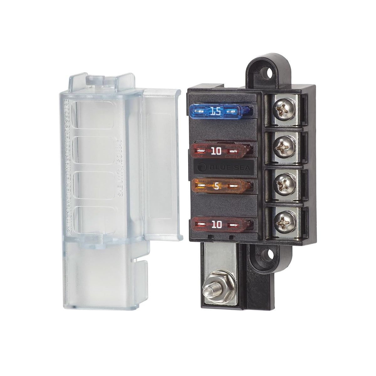 Blue Sea Systems St Cuchilla ATO/ATC Bloques de fusibles - 4-Circ con tapa