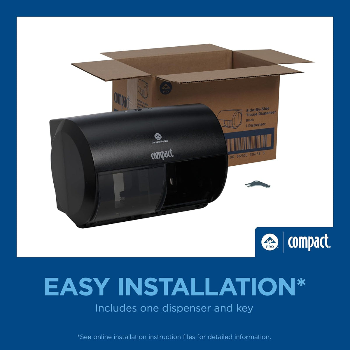 Georgia-Pacific Compact Side-by-Side Double Roll Toilet Paper Dispenser, 56784A, Black