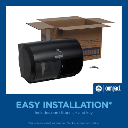 Georgia-Pacific Compact Side-by-Side Double Roll Toilet Paper Dispenser, 56784A, Black