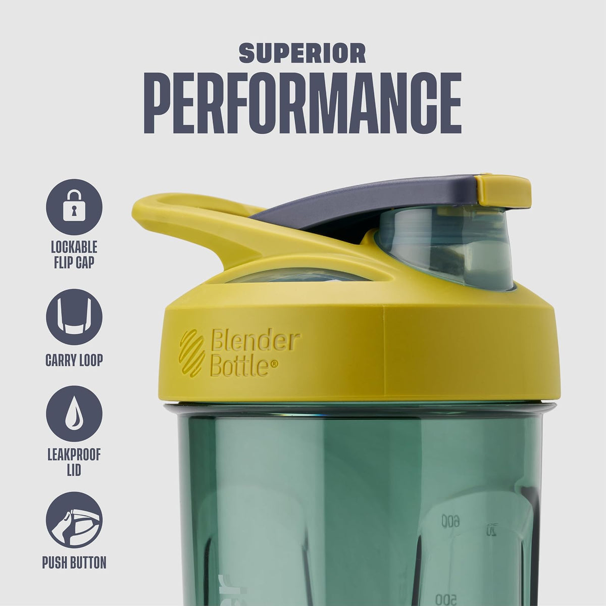 BlenderBottle - Botella de coctelera deportiva con batidor de alambre, 28 onzas, amarillo, batidos de proteínas e hidratación para atletas y entusiastas del fitness, fácil de mezclar, duradera y