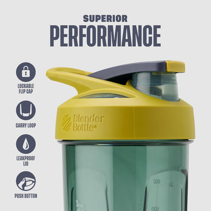 BlenderBottle - Botella de coctelera deportiva con batidor de alambre, 28 onzas, amarillo, batidos de proteínas e hidratación para atletas y entusiastas del fitness, fácil de mezclar, duradera y