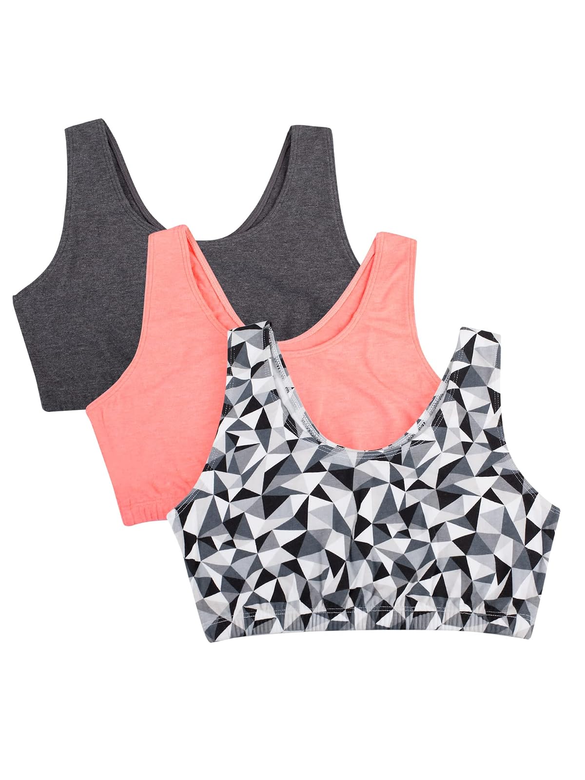 Fruit of the Loom Brasier Deportivo de Algodón para Mujer - Caleidescope - Carbón - Durazno - 48