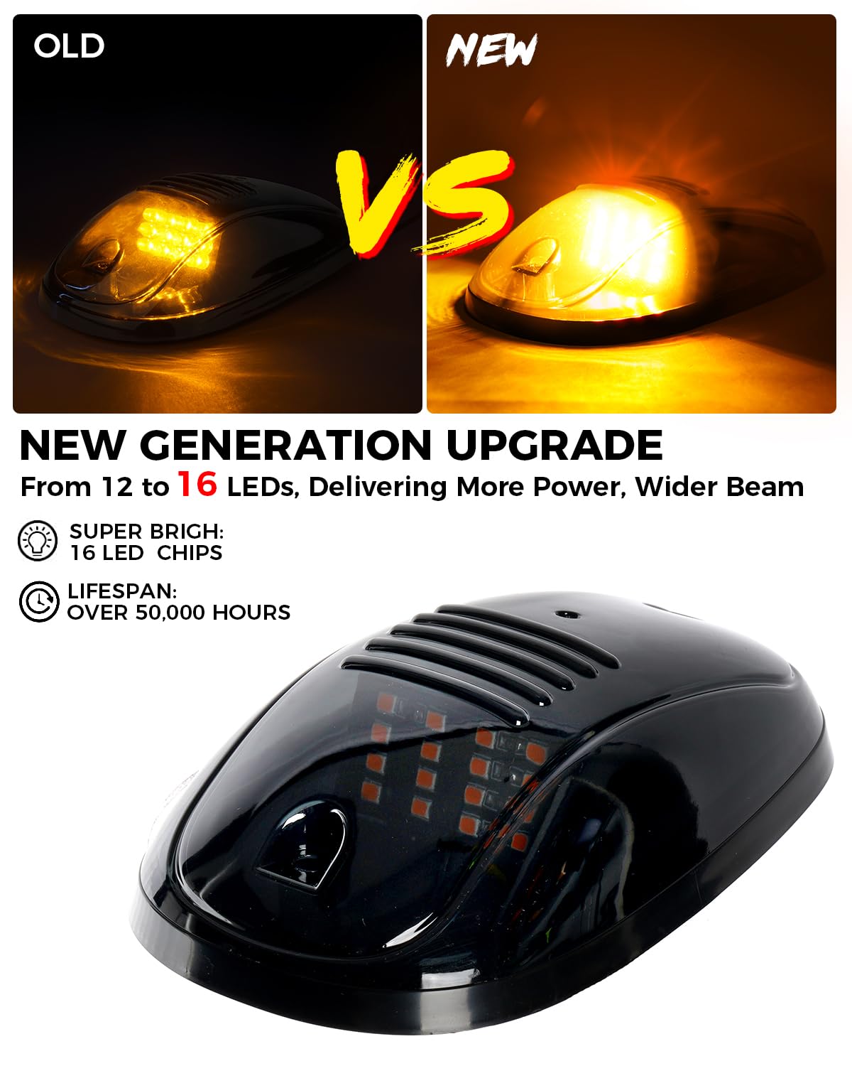 Xprite Juego de Luces de Marcha con 16 LED Color Ámbar para Camionetas SUV SL-745N-G3-Y