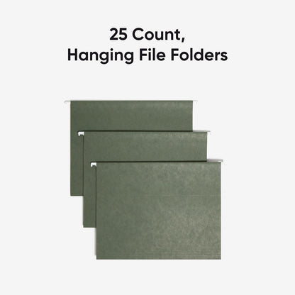 Smead 64055 - Carpeta para colgar archivos, pestaña ajustable de corte 1/5, tamaño carta, verde estándar, carpetas colgantes para archivadores, carpeta organizadora de archivos, 25 por caja